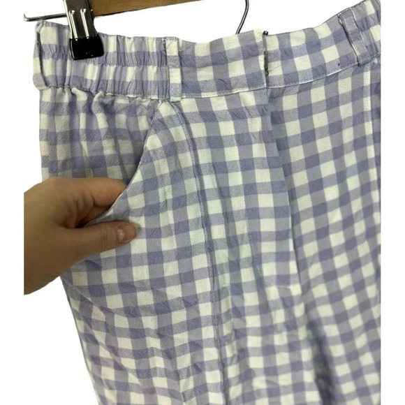 Urban Outfitters Gingham High Rise Pants Size Medium White & Purple Viscose Wm's - Picture 7 of 8